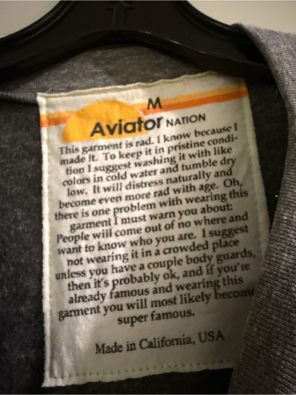 Aviator Nation Gray Crewneck with Embroidered Rainbow - Picture 3 of 3